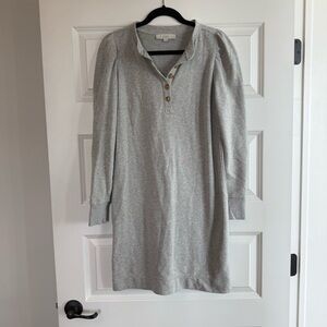 LOFT Shirred Sleeve Henley Shift Dress